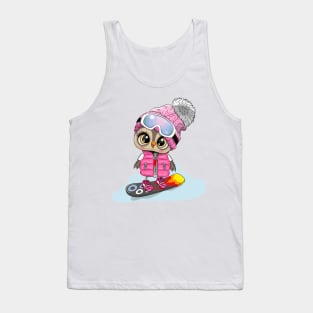 Cute owl on a snowboard Tank Top